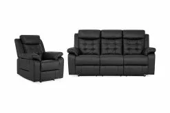 Munari Sofagruppe (3 Pers. Sofa Og Lænestol), Sort Kunstlæder