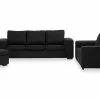 Link Sofagruppe (3 Pers + 2 Pers. Sofa M. Puf), Sort -Sofaer Butik 9000586348