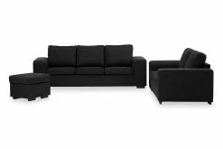 Link Sofagruppe (3 Pers + 2 Pers. Sofa M. Puf), Sort