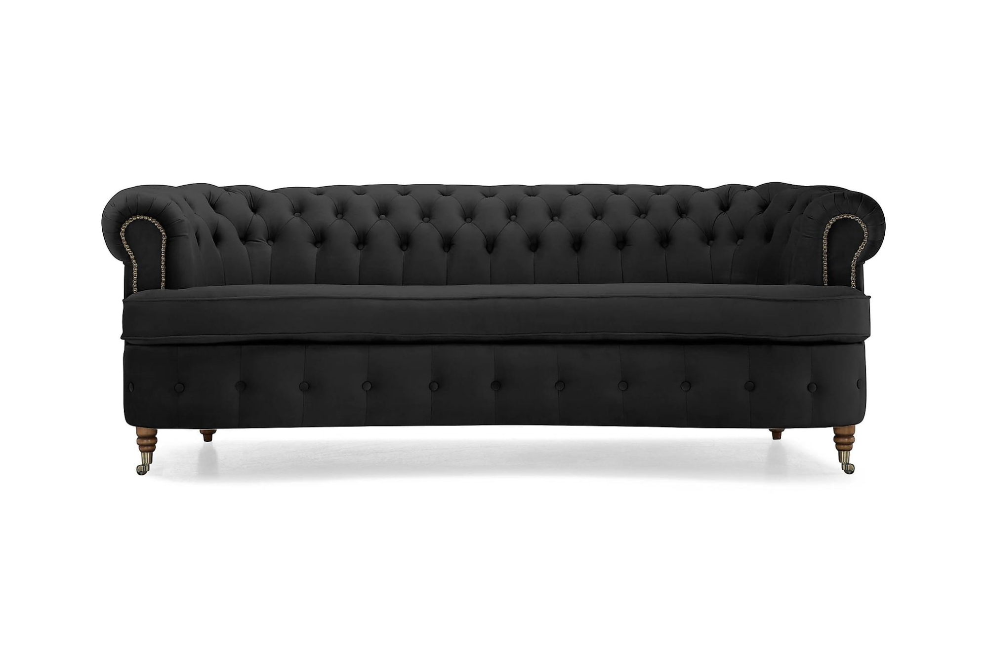 Chesterfield Buet 3 Pers. Sofa, Sort Velour 3 Chesterfield Buet 3 Pers. Sofa, Sort Velour