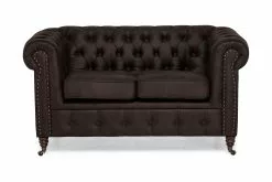 Chesterfield Deluxe 2 Pers. Sofa, Brun Læderlook