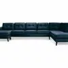 Monroe U-sofa Large M. Chaiselong, Mørkeblå Velour (Højrevendt) -Sofaer Butik 9000657936