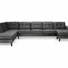 Monroe U-sofa Large M. Chaiselong, Mørkegrå Velour (Venstrevendt) -Sofaer Butik 9000657943