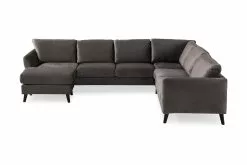 Trend Hjørnesofa M. Chaiselong, Grå Velour (Venstrevendt)
