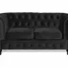 Chesterfield Lyx 2 Pers. Sofa, Sort Velour -Sofaer Butik 9000660268