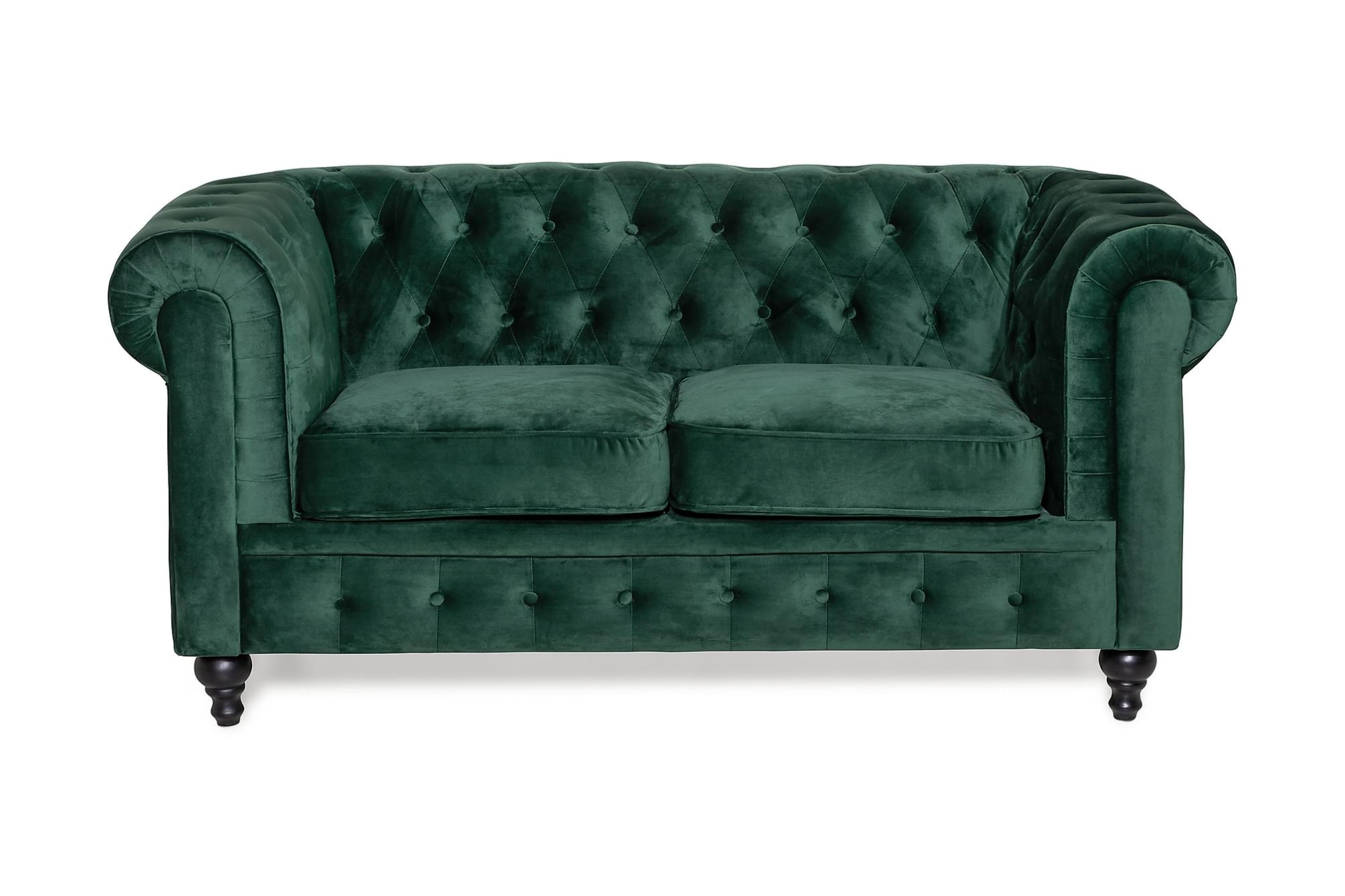 Chesterfield Lyx 2 Pers. Sofa, Mørkegrøn Velour 3 Chesterfield Lyx 2 Pers. Sofa, Mørkegrøn Velour