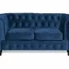 Chesterfield Lyx 2 Pers. Sofa, Blå Velour -Sofaer Butik 9000660274