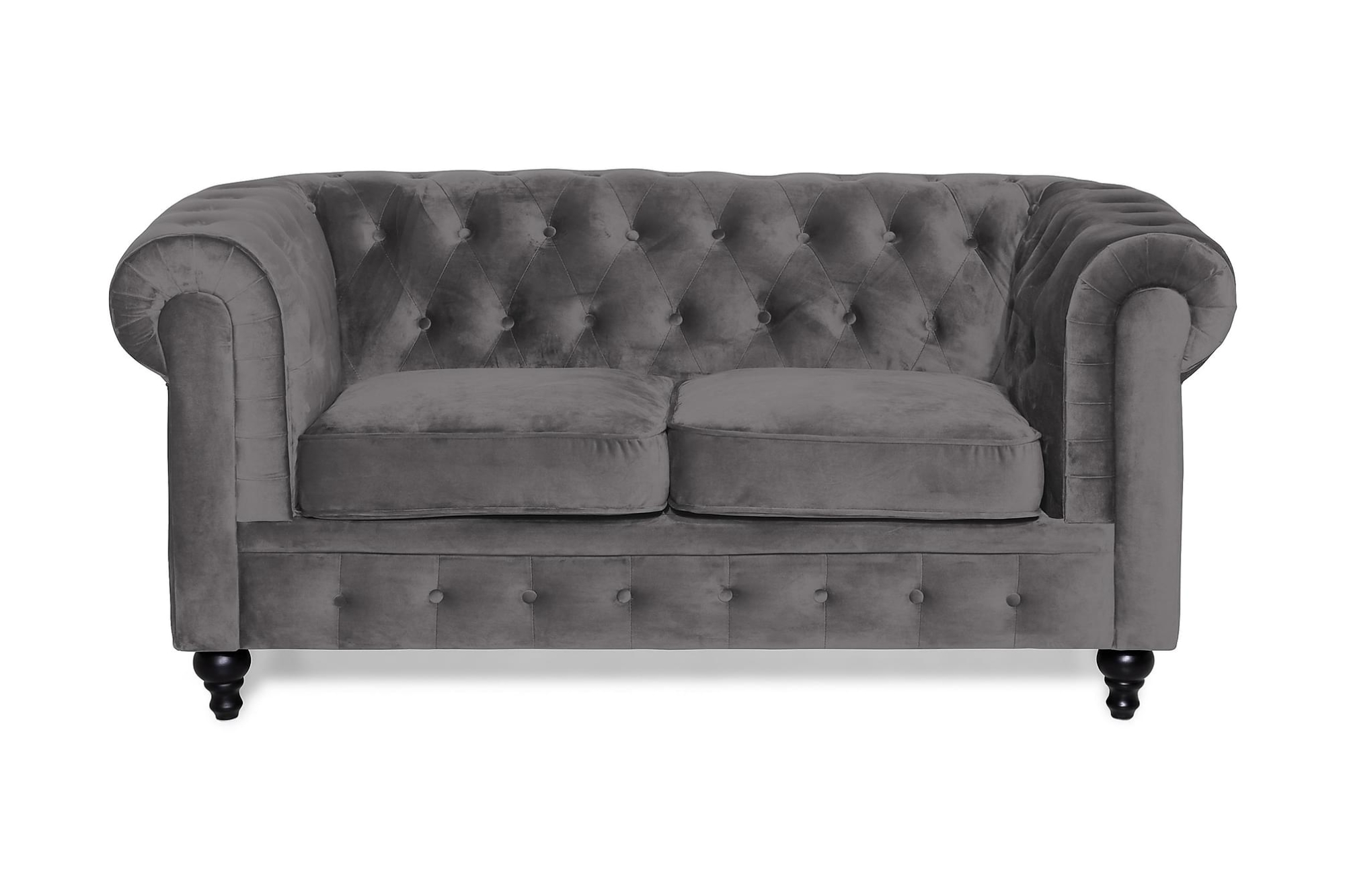 Chesterfield Lyx 2 Pers. Sofa, Mørkegrå Velour 3 Chesterfield Lyx 2 Pers. Sofa, Mørkegrå Velour