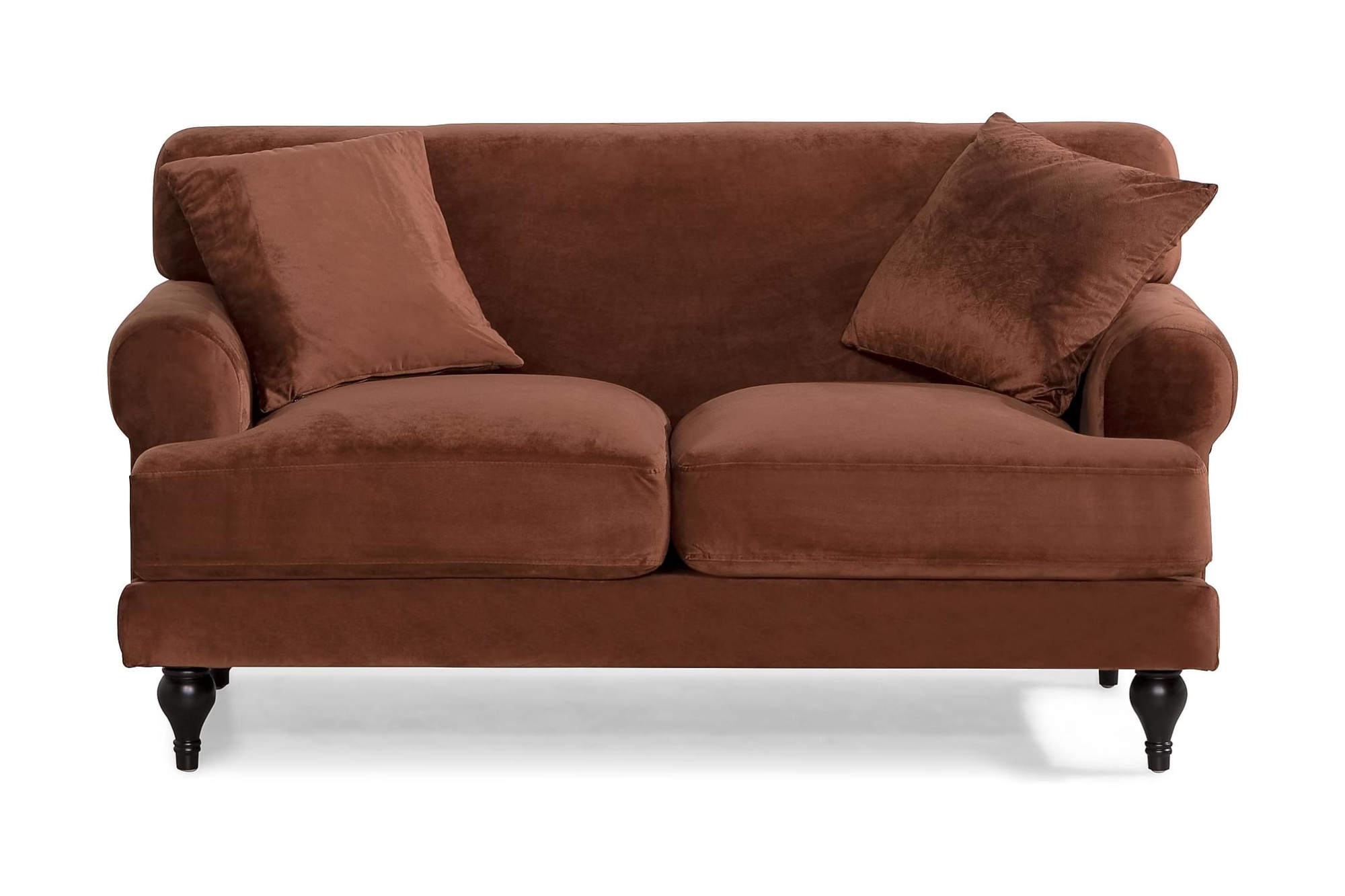 Amanda 2 Pers. Sofa, Rustfarvet Velour 3 Amanda 2 Pers. Sofa, Rustfarvet Velour