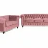 Chesterfield Lyx Sofagruppe (3 Pers. + 2 Pers. Sofa), Rosa Velour -Sofaer Butik 9000688638