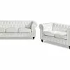 Chesterfield Lyx Sofagruppe (2 Pers. + 3 Pers. Sofa), Hvid Velour -Sofaer Butik 9000688641