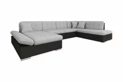 Zumar U-sovesofa M. Chaiselong Og Opbevaring, Sort M. Lysegrå Hynder (Højrevendt)