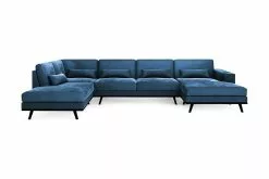 Copenhagen U-sofa, Blå Velour (Venstrevendt)