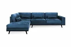 Copenhagen 2,5 Pers. Sofa M. Chaiselong, Blå Velour (Venstrevendt)