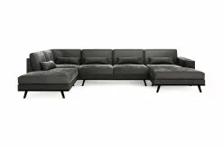 Copenhagen U-sofa, Grå Velour (Venstrevendt)