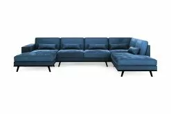 Copenhagen U-sofa, Blå Velour (Højrevendt)
