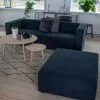Hermann 3 Pers. Sofa M. Puf, Blå Smalriflet Fløjl -Sofaer Butik 28968