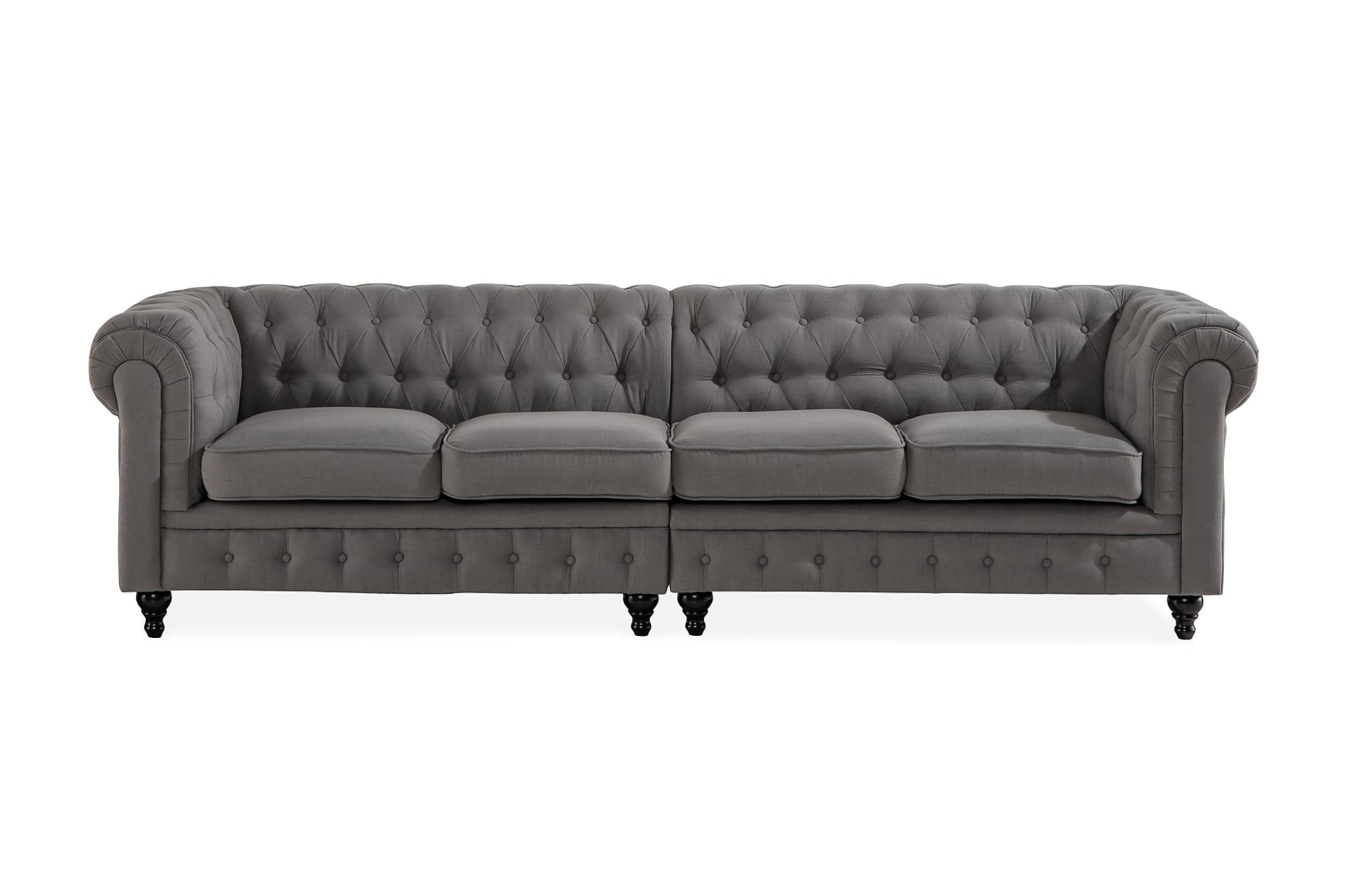 Chesterfield Luksus 4 Pers. Sofa, Grå 3 Chesterfield Luksus 4 Pers. Sofa, Grå