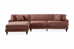 Amanda 3 Pers. Sofa M. Chaiselong, Lyserød (Venstrevendt)