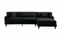 Amanda 3 Pers. Sofa M. Chaiselong, Sort (Højrevendt)