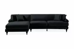 Amanda 3 Pers. Sofa M. Chaiselong, Sort (Venstrevendt)