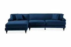 Amanda 3 Pers. Sofa M. Chaiselong, Blå (Venstrevendt)