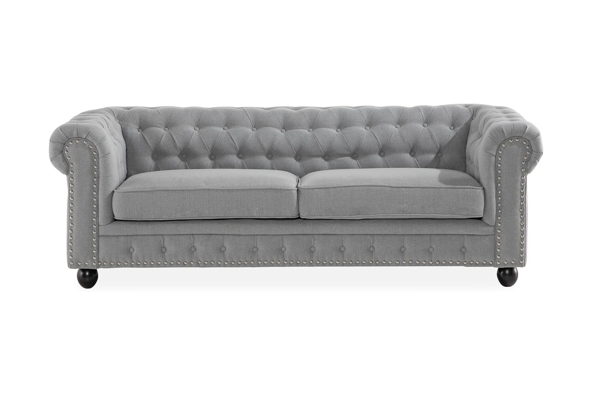 Chesterfield 3 Pers. Sofa, Grå 3 Chesterfield 3 Pers. Sofa, Grå