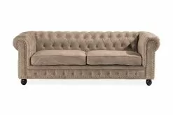 Chesterfield Setter 3 Pers. Sofa, Beige Velour