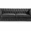 Chesterfield Setter, 3 Pers. Sofa, Mørkegrå Velour 2 Chesterfield Setter, 3 Pers. Sofa, Mørkegrå Velour -Sofaer Butik 90001150742