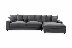 Crickled 3 Pers. Sofa M. Chaiselong, Mørkegrå (Højrevendt)