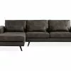 Copenhagen 3 Pers. Sofa M. Chaiselong, Mørkegrå Læder (Venstrevendt) -Sofaer Butik 90001198596