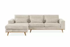 Copenhagen 4 Pers. Sofa M. Chaiselong, Beige Fløjl (Venstrevendt)