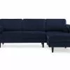 Olenne 2,5 Pers. Sofa M. Chaiselong, Blå Velour (Højrevendt) -Sofaer Butik 90001209012