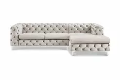 Glennie 2,5 Pers. Sofa M. Chaiselong, Beige Fløjl (Højrevendt)