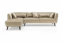 Richie 4 Pers. Sofa M. Chaiselong, Beige Velour (Venstrevendt)
