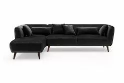 Richie 4 Pers. Sofa M. Chaiselong, Grå Fløjl