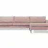 Davorin 3 Pers. Sofa M. Chaiselong, Rosa Fløjl (Højrevendt) -Sofaer Butik 90001223963