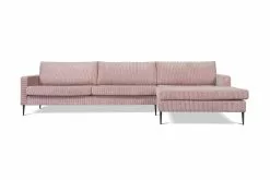 Davorin 3 Pers. Sofa M. Chaiselong, Rosa Fløjl (Højrevendt)