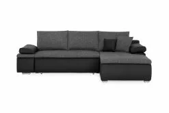 Forsbacka Sofa M. Chaiselong, Mørkegrå/sort Kunstlæder (Vendbar)