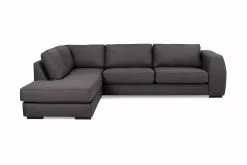 Optus 3 Pers. Sofa M. Chaiselong, Mørkegrå (Venstrevendt)