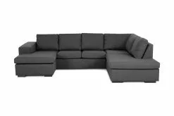 Memphis U-sofa M. Chaiselong, Mørkegrå (Højrevendt)
