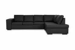Memphis 3 Pers. Sofa M. Chaiselong Xl, Sort Kunstlæder (Højrevendt)