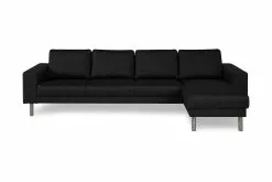 Runsala 4 Pers. Sofa M. Chaiselong, Sort (Vendbar)