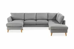 Trend U-sofa M. Chaiselong, Lysegrå (Højrevendt)