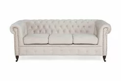 Chesterfield Deluxe 3 Pers. Sofa, Beige Velour