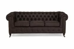 Chesterfield Deluxe 3 Pers. Sofa, Mørkebrun