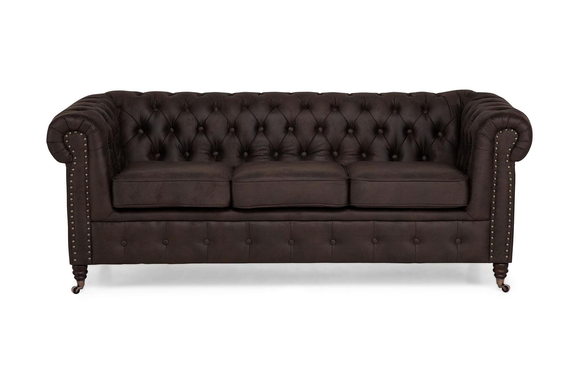 Chesterfield Deluxe 3 Pers. Sofa, Mørkebrun 3 Chesterfield Deluxe 3 Pers. Sofa, Mørkebrun