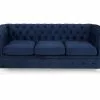 Chesterfield Deluxe 3 Pers. Sofa, Blå Velour