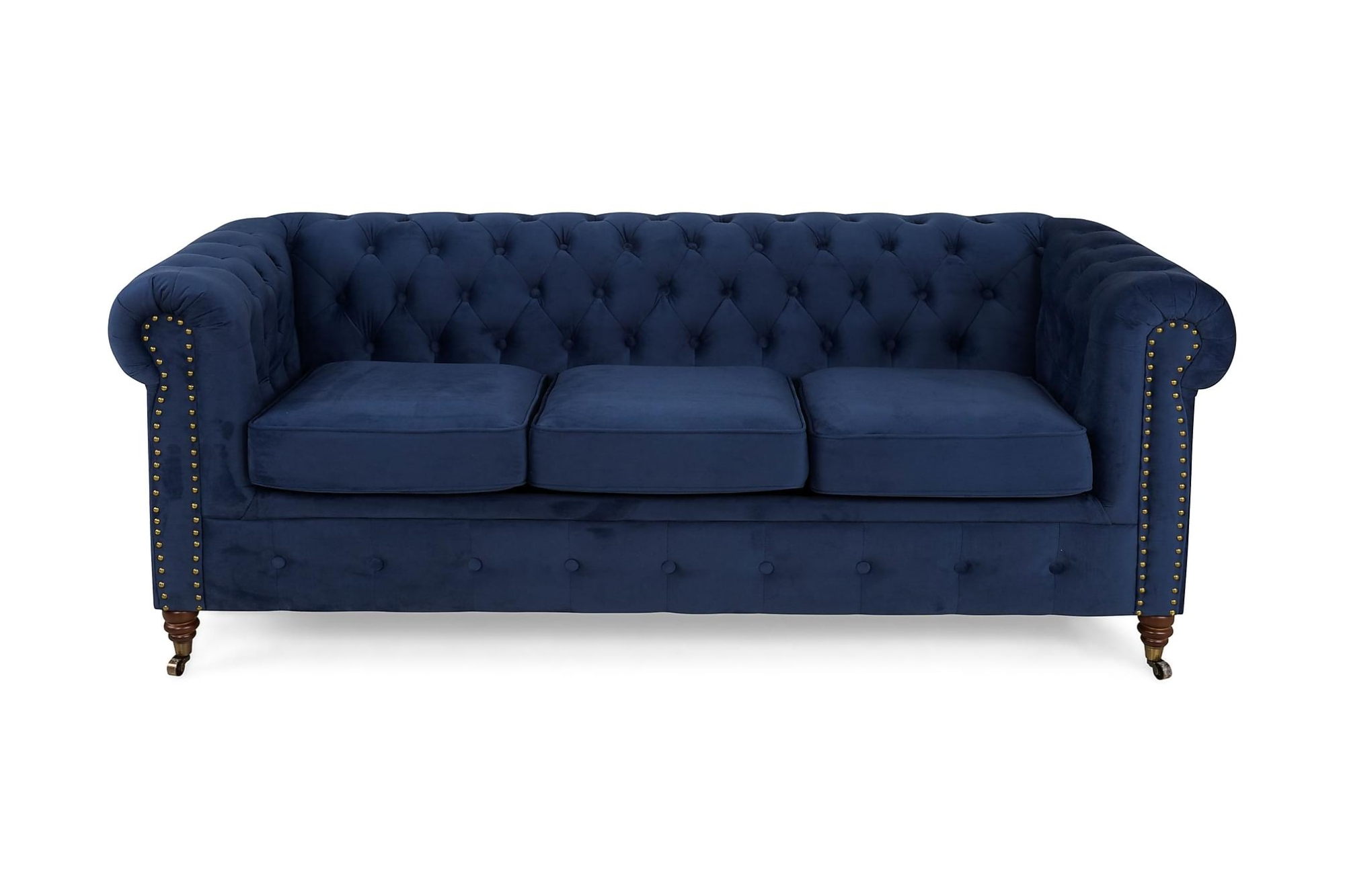 Chesterfield Deluxe 3 Pers. Sofa, Blå Velour 3 Chesterfield Deluxe 3 Pers. Sofa, Blå Velour