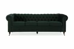 Chesterfield Deluxe 4 Pers. Sofa, Grøn Velour